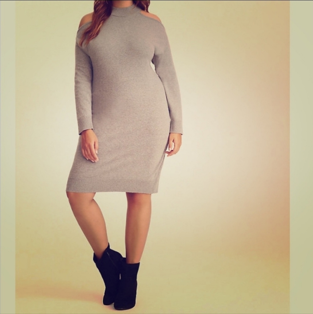 Cold shoulder long sleeve dress